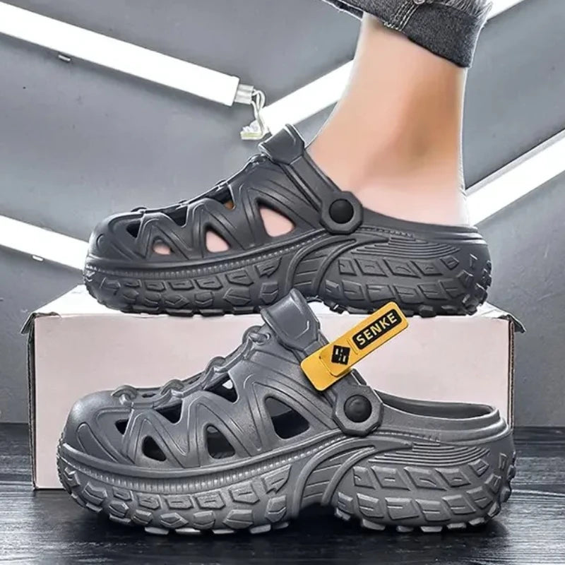 Men's Sandals, Lightweight Summer Outdoor Thick-soled Height-increasing Hollowed-out and Breathable Niche Slippers