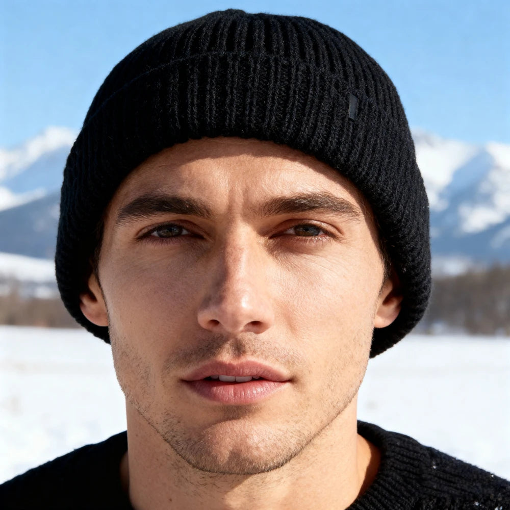 2 solid color winter warm knitted hats, made of soft fabric, suitable for outdoor sports, cycling, hiking, camping, and more.