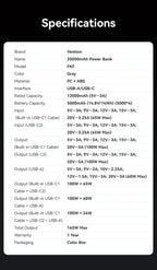 Vention Power Bank 140W 27000mAh Portable PD External Battery PowerBank 100W for Macbook Pro iPad iPhone Laptop Notebook Xiaomi