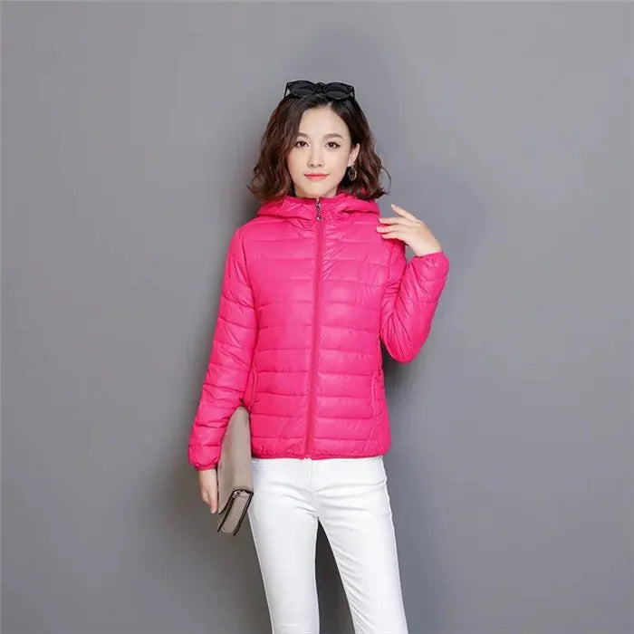 Glossy Winter Down Cotton Jacket 2024 Women Cotton-Padded Coat New Casual Ultra Light Hooded Parkas Short Warm Coat Female
