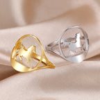 Unift Horseshoes Rings for Women Cowboy Cowgirl Stainless Steel Finger Ring Trendy Fashion Equestrian Horse Lover Jewelry Gift