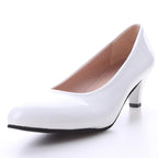 New Women's Shoes On Heels Elegant Medium High Heeled Ladies Pointed Toe Fashion Pumps For Woman Office Black White Red