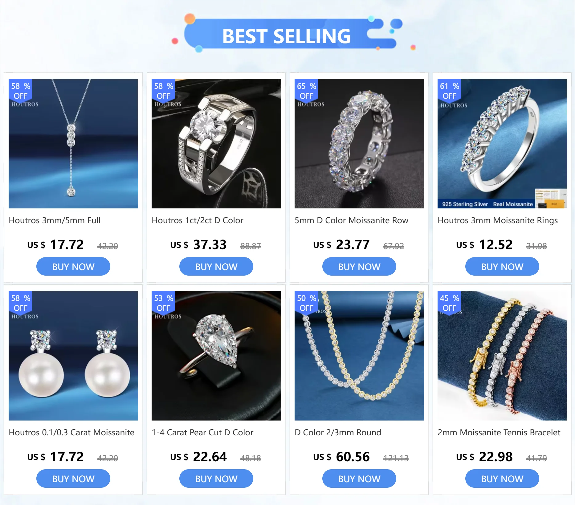 1/2/3/4ct Pear Cut All Moissanite Engagement Rings for Women 925 Sterling Silver 3-Stone Waterdrop Shape Wedding Bands Jewelry