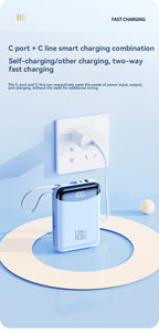 120W Fast Charging Power Bank 20000mAh Large Capacity Portable External Battery Comes with 2 Lines for IPhone Xiaomi Huawei New