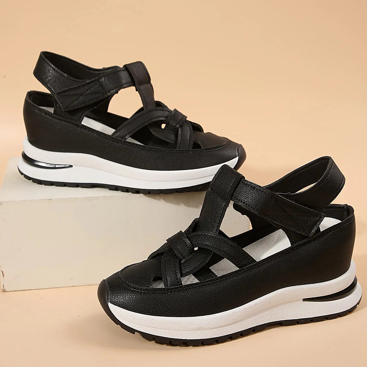 Women's Fashion Sandals, Comfortable, Solid Color, Open-toe, Artificial PU Upper/Lining/Insole, Multifunctional Beach Loafers