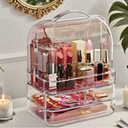 Drawer Style Cosmetics Storage Box Clear with Lid and Handle Makeup Storage Rack Desktop Organizer Dustproof