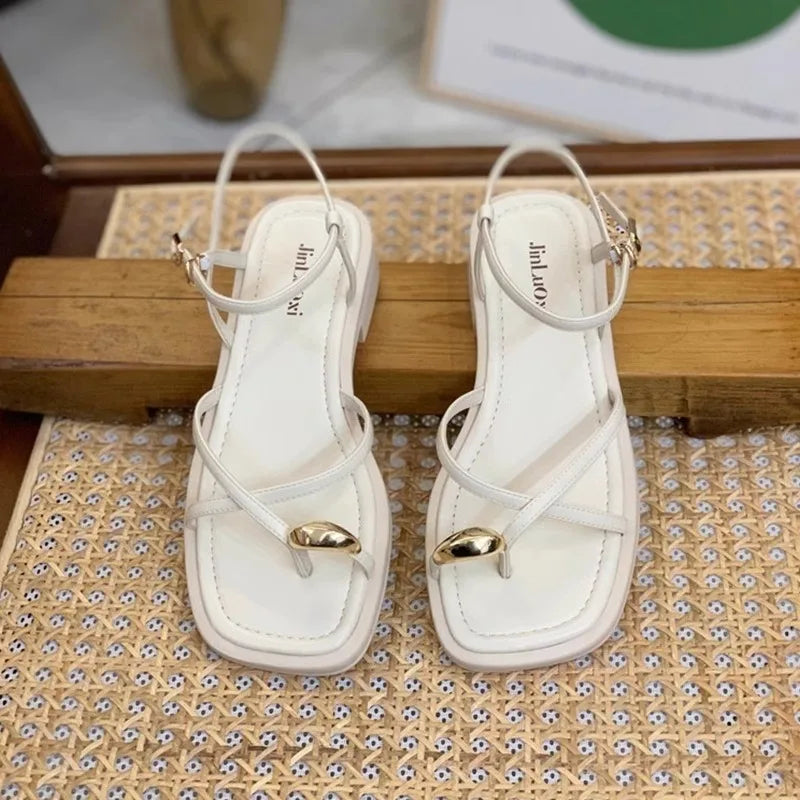 High Heel Sandals for Women New Summer 2025 Girls Low Heel Comfortable Sports and Casual Solid Sandals for Women Sandalias