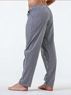 Pajama Pants Men's Pants Pure Cotton Home Pants Thin Summer Loose Plaid Cotton Home Pants Spring & Fall Air-Conditioned Pants