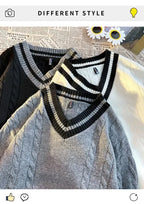 Autumn and Winter New 2024 Men's Casual Fashion Simple V-neck Loose Warm Sweater Men's Home Decoration Casua