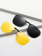 Square Clip On Sunglasses Women Polarized Black Lens UV400 Night Vision Driving Men Goggles Clips Anti Glare Vintage Glasses