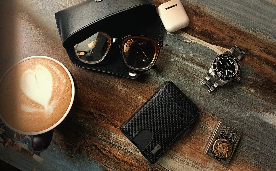 Wallet for Men, Mens Minimalist Wallet 9-13 Cards, Slim Compact Wallet with Money Clip & ID Window, RFID Blocking Smart Pop Up C