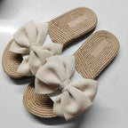 Women Slippers Fashion Trend Bow Anti Slip Sandals Wear-resistant Comfortable Soft Sole Flat Heel Slippers Home Slides Women
