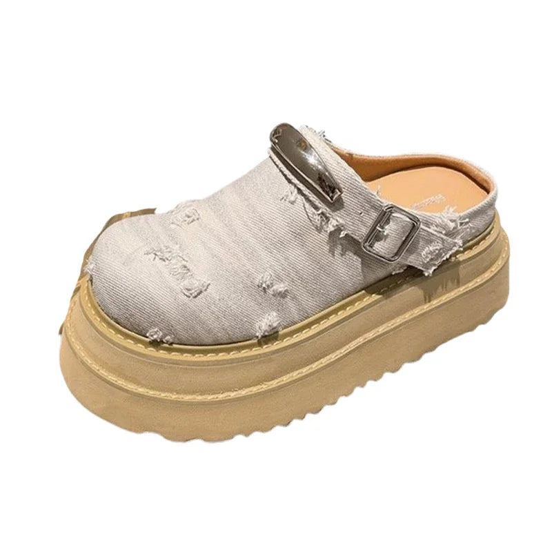 Flats Women Slippers Platform Slingback Mules Shoes Fashion Woman Sandals Summer 2025 Designer Flip Flops Dress Zapatos De Mujer