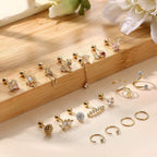 Bobisty 1PC Stainless Steel Cartilage Earring Stud for Women Flower Heart Hypoallergenic Screw Back Earrings Piercing Jewelry