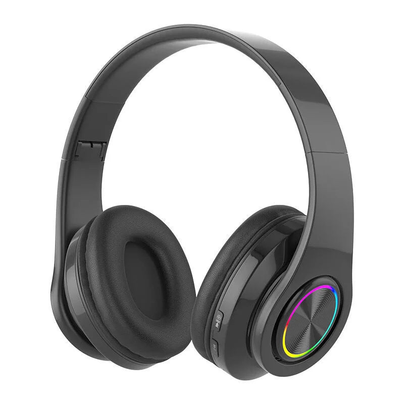 Wireless Over Ear Headphones - Active Noise Canceling, Deep Bass, LED Light, Portable Folding Design for Music, Sports & Games