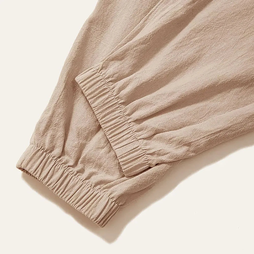 Harem Pants for Men Cotton Linen Drop Crotch Cozy Streetwear Loose Fit Breathable Lightweight Long Pants Male Joggers