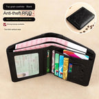 Men's Wallets RFID Blocking Genuine Leather Trifold Business Short Purse Wallet for Men with ID Window and Credit Card Holder