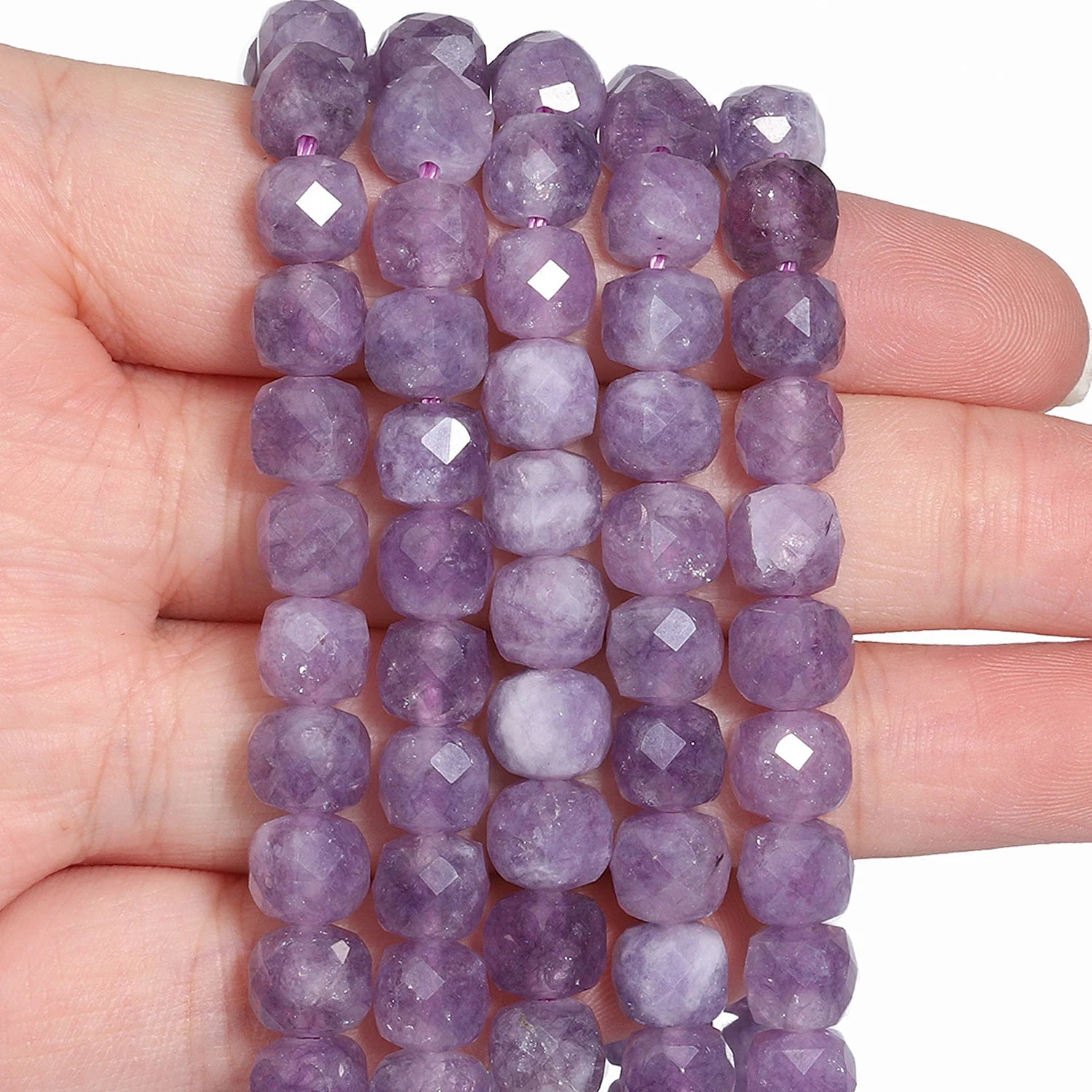 7-8mm Faceted Cube Beads Tourmaline Picture Jasper Agate Turquoise Amethyst Stone Beads for Jewelry Making Diy Accessories