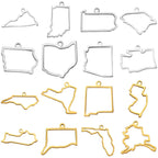 EUEAVAN 10pcs United States New York Washington State Map Pendant for Necklace Stainless Steel Charm DIY Jewelry Making Supplies