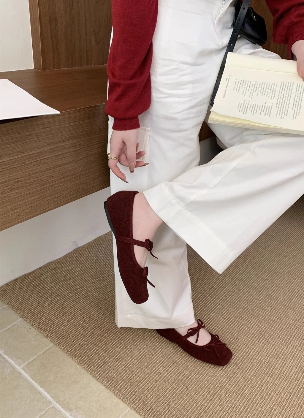 Flats Women's Loafers Shoes Shallow Suede Bow Fashion Shoes Square Toe Casual Dress Autumn 2025 Designer Cozy Zapatos De Mujer