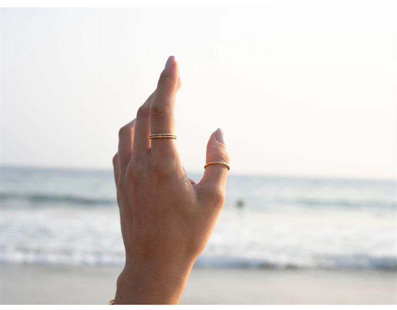 14K gold filled Essential Stacking Ring 1.5MM Thickness Knuckle Ring Boho Gold Jewelry Minimalism Stacking Boho Ring for Women