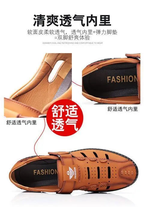 Men Sandals Leather 2024 Summer Breathable Casual Shoes for Man Slip on Clogs Outdoor Walking Shoes Non Slip Hand Made Sandalias