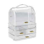 Drawer Style Cosmetics Storage Box Clear with Lid and Handle Makeup Storage Rack Desktop Organizer Dustproof