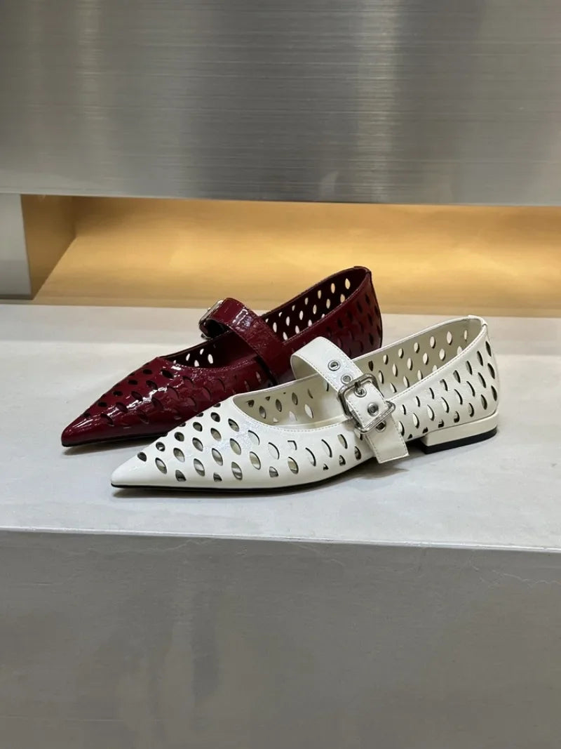 Women Sandals Pointed Toe  Flats Hollow Loafers Shoes Fashion Elegant Summer Woman Shoes Brand Casual Cozy Женские Сандалии