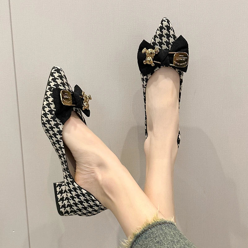 2025 Spring New Woman's Heels Elegant French Style Soft Bottom Anti-slippery Versatile Chic Princess Catwalk Office Single Shoes