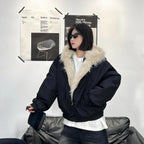 Winter Warm Jacket 2025 New High Street Fur Collar Hooded Women's American High-end Sense Versatile Korean Version Coat Trend