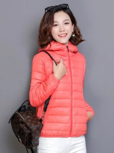 Glossy Winter Down Cotton Jacket 2024 Women Cotton-Padded Coat New Casual Ultra Light Hooded Parkas Short Warm Coat Female