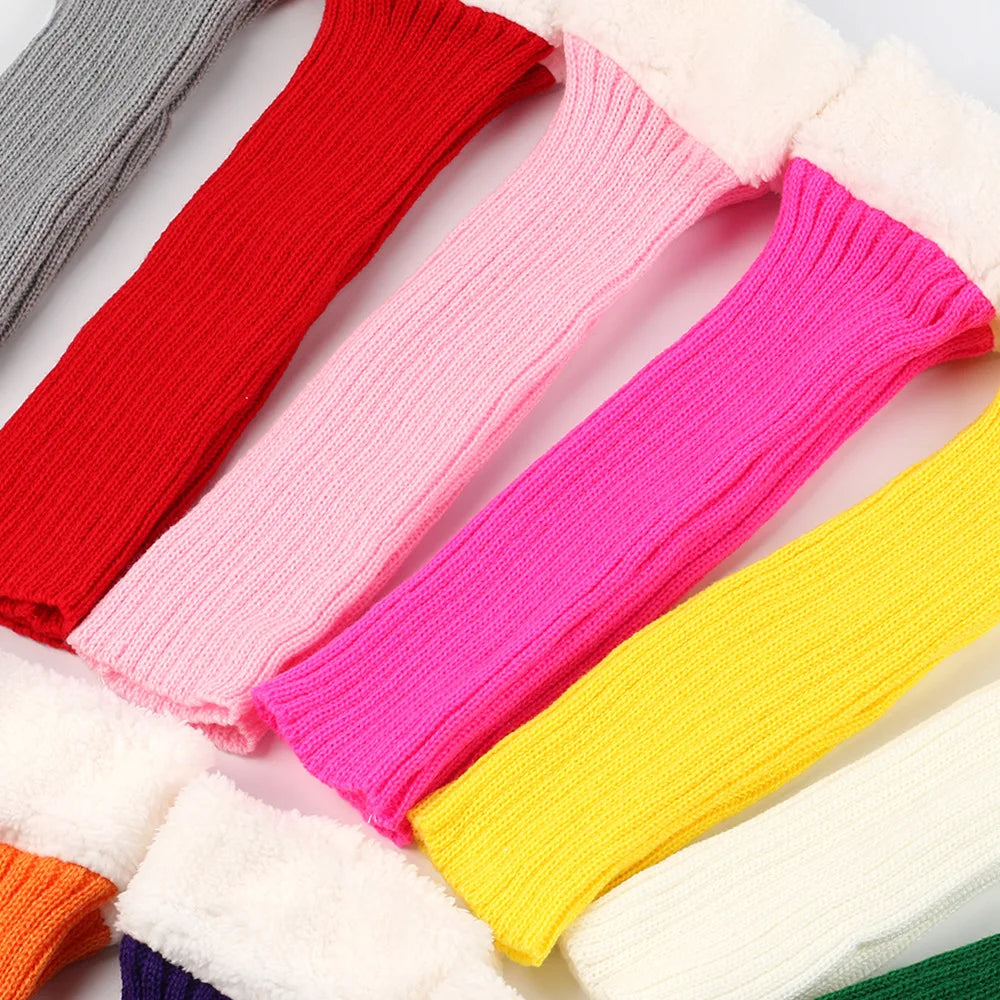 Winter Christmas Ladies Warm Ribbed Knit Leg Warmers Womens LegWarmers Polar Fleece Neon Colored Boot Cuffs for Festive Occasion