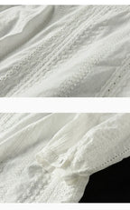 Women's elegant blouses 100% cotton embroidery hollow out white black shirts ladies office wear women long sleeve tops