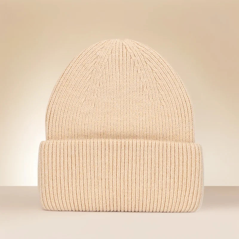 Winter Hat For Woman Double Fold Angora Hat Rabbit Fur Warm Cashmere Wool Soft Beanies Knitted Hat Women Outdoor Ski Female