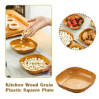 Kitchen Wood Grain Plastic Square Plate Japanese Simple Wood Grain Dish Set For Tableware Kitchen Bowl Dish Dinnerware