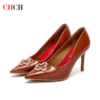 C-H Woman's High Heels  New High Quality Pointed Shoes Business Commuter Girls Shoes Banquet Party Shoes 9cm