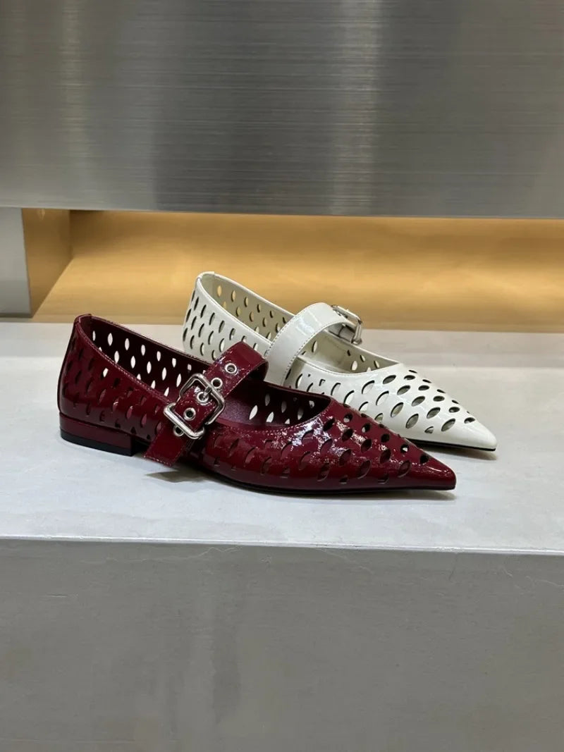 Women Sandals Pointed Toe  Flats Hollow Loafers Shoes Fashion Elegant Summer Woman Shoes Brand Casual Cozy Женские Сандалии