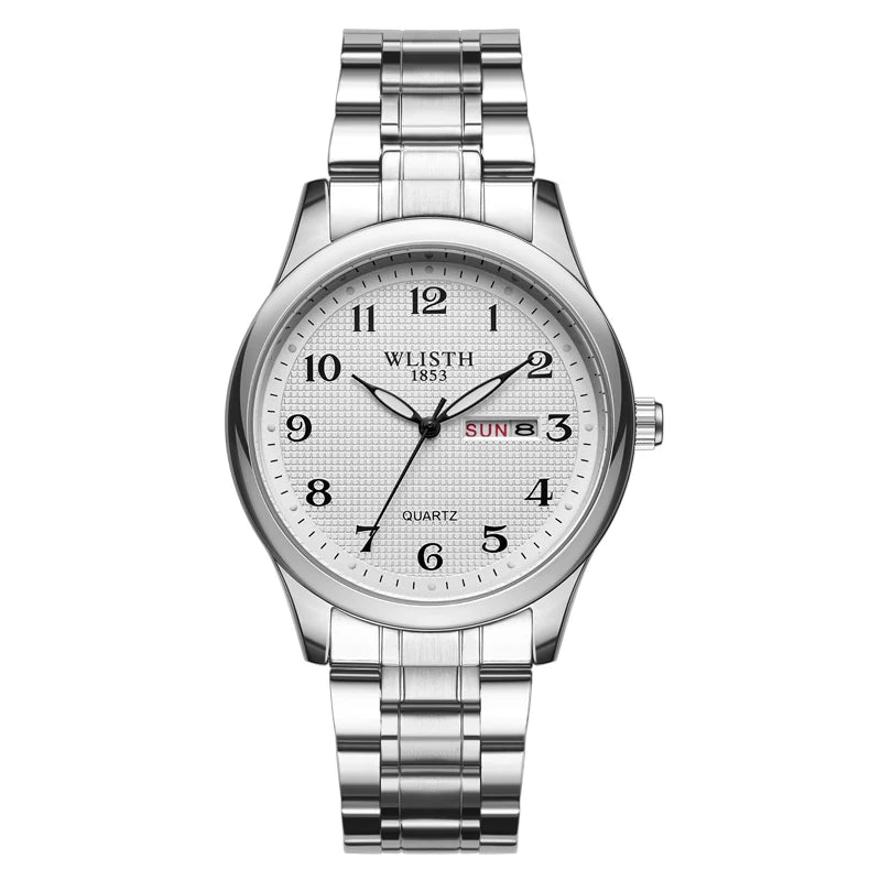 Couple Watch Luxury Quartz Wristwatches For Women Man Bussiness Stainless Steel Watches Waterproof Week Date Wristwatch Clock