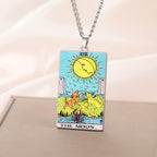 Dawapara 22 Styles Tarot Card Good Luck Amulet Necklace Sun Moon UV Colorful Pendant Stainless Steel Spiritual Jewelry