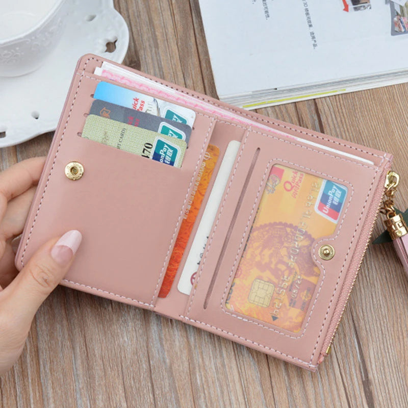 Fashion Wallets Coin Purse Lady Short Purses Portable Clutch Small Handbags Women Cards Holder PU Leather Foldable Money Bags