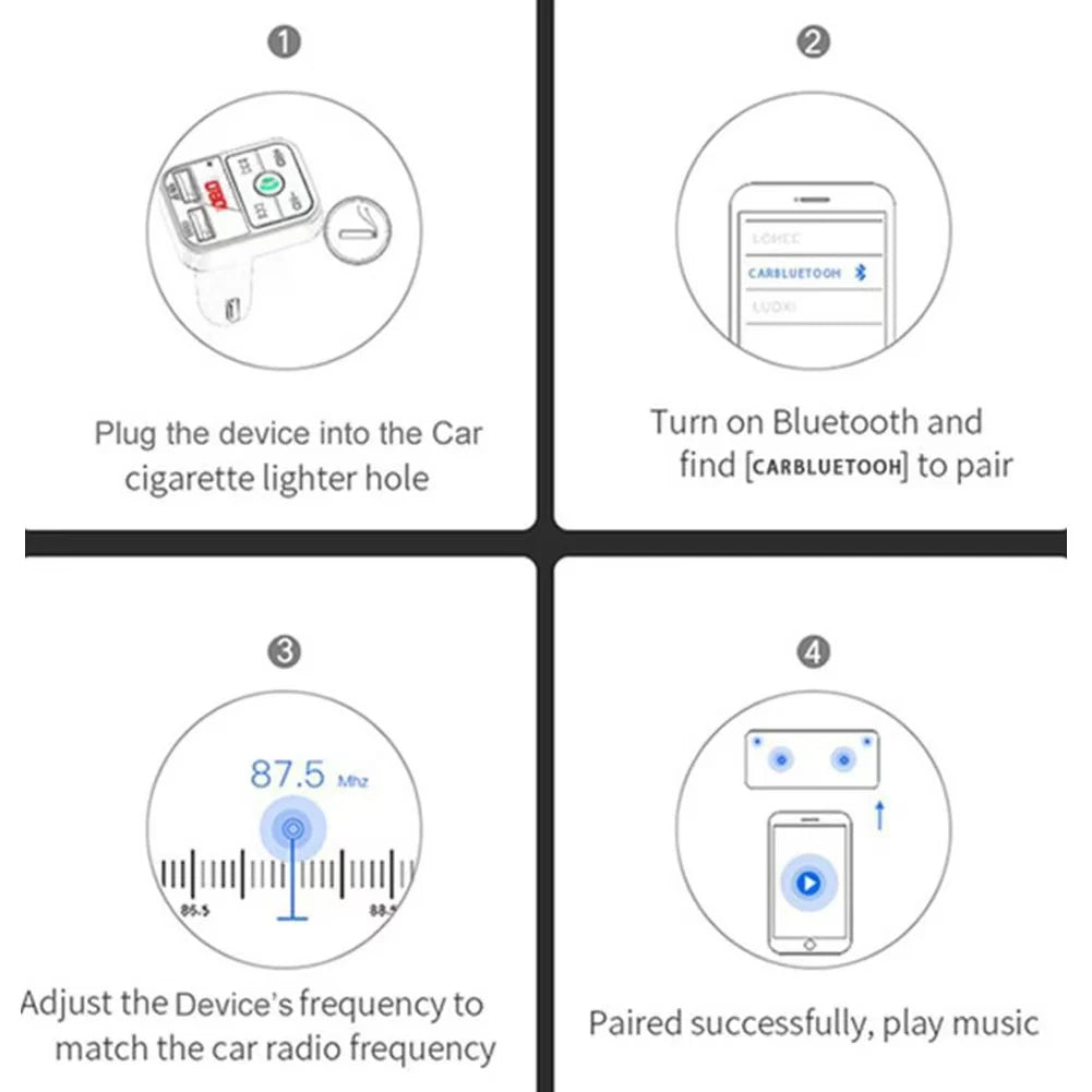 Car Hands-free Bluetooth-compaitable 5.0 FM Transmitter Car Kit MP3 Modulator Player Handsfree Audio Receiver 2 USB Fast Charger
