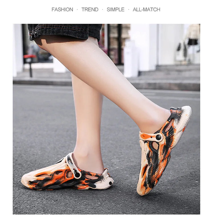 Men's Slippers New 2025 Platform Sandals for Men Anti-slip Mens Shoes Man Wearing Outside Summer Hollow Breathable Flat Pvc