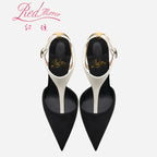 Women's Sandals Summer Pointed Toe Red Shiny Bottoms Stiletto High Heels Luxury Designer High Quality Pumps Elegant Woman Shoes