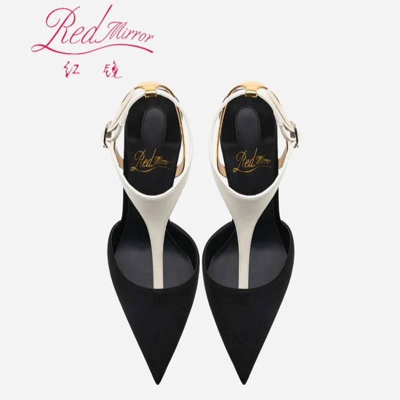 Women's Sandals Summer Pointed Toe Red Shiny Bottoms Stiletto High Heels Luxury Designer High Quality Pumps Elegant Woman Shoes