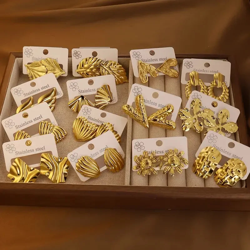 10Pairs/Lot Fashionable Women's Stainless Steel Earrings, Daily Jewelry Accessories Gifted To Friends, Randomly Shipped