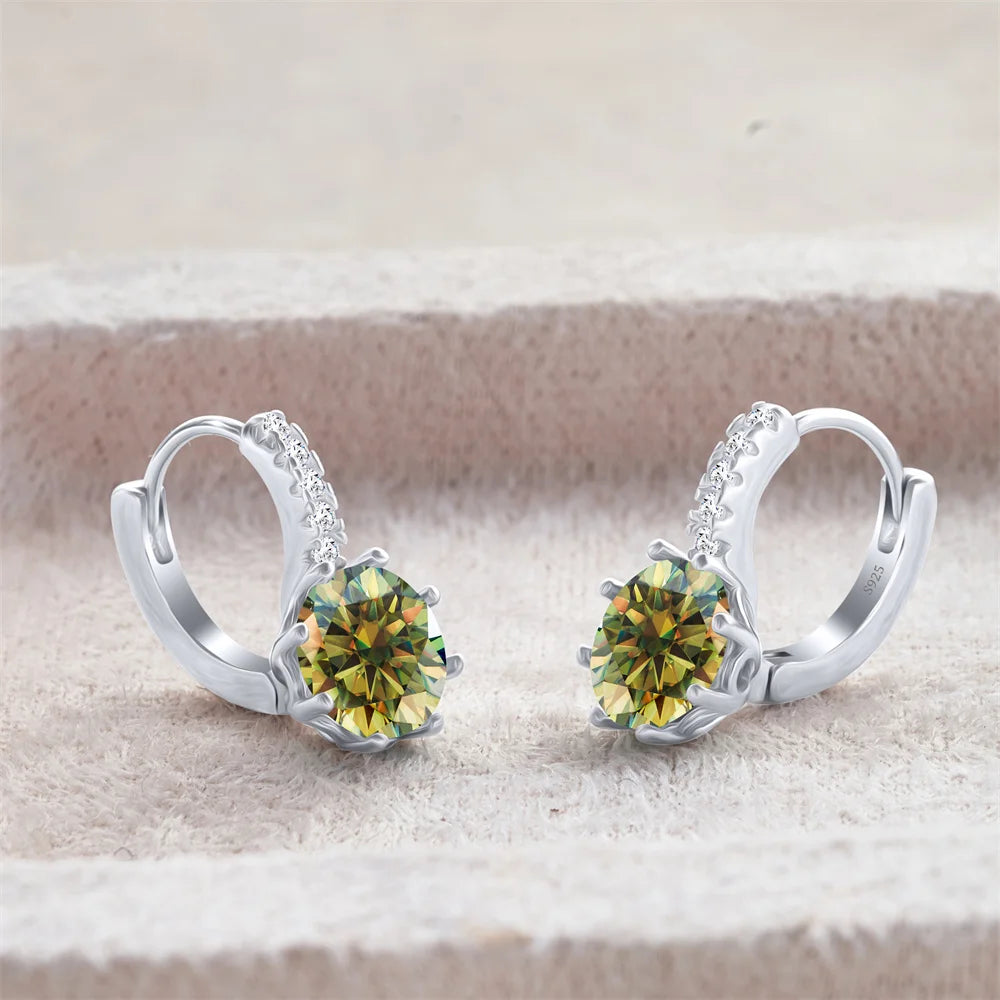 2 Carat Moissanite Drop Earrings Silver Stud Classic Solitaire Jewelry Women's Fashion Diamond Ear fine Jewelry gift