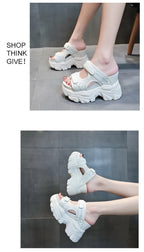 Women Slippers Female Sandals 10CM High Heels Ladies High Platform Beach Slides New 2025 Summer Chunky Flip Flops Woman