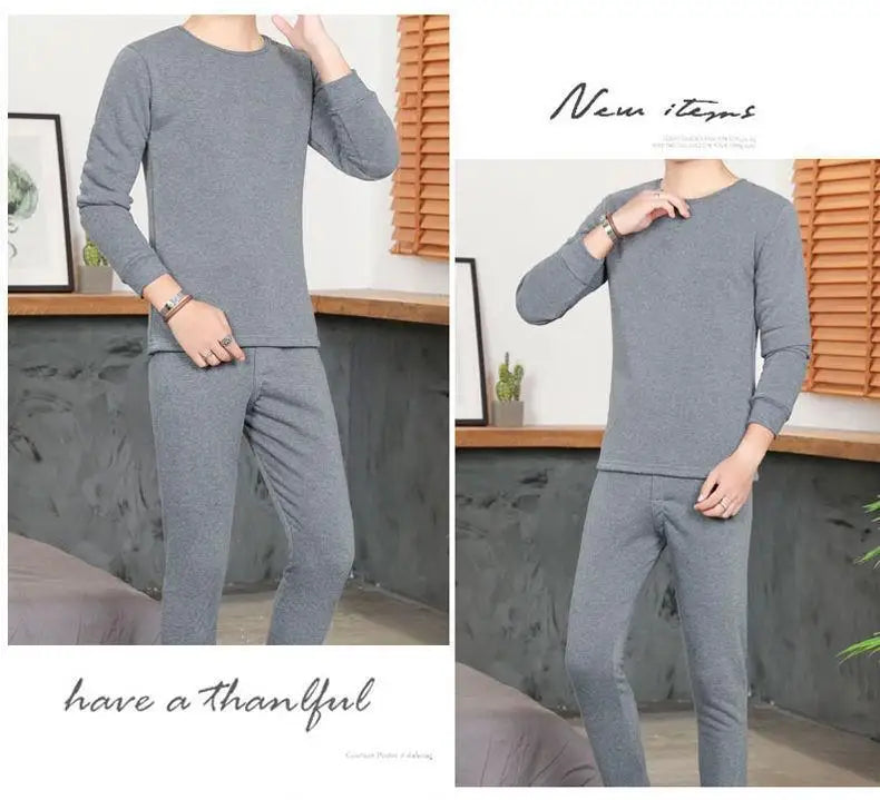 Men's round Ne Thiened Warm Underwear Set Youth Autumn Winter Thermal Clothing Long Sve Pants Home Clothes Innerwear