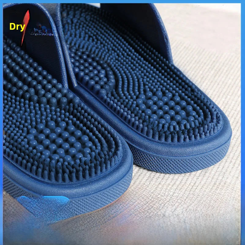 Men's Massage Slippers Anti-Slip Indoor Home Batoom Bathing Sandals Simple Sle PVC Material Comfortable Summer Slippers