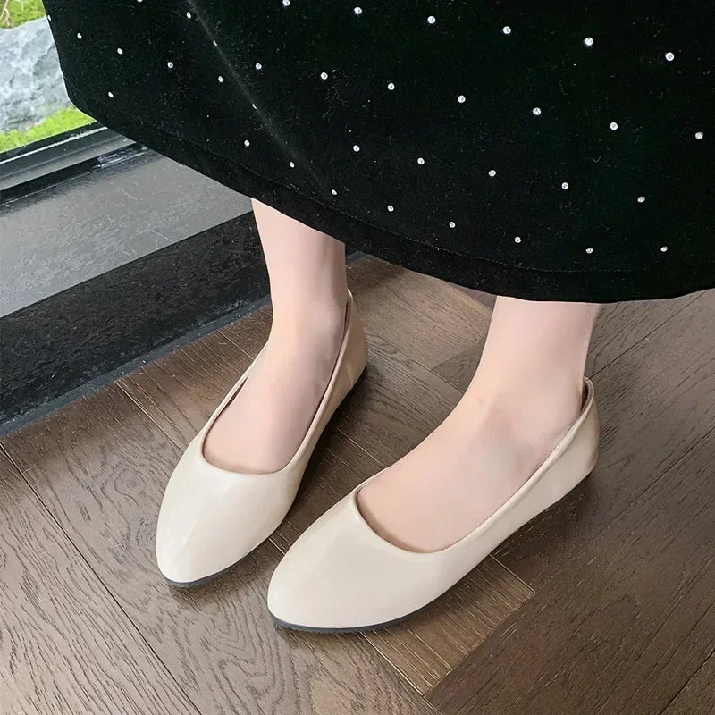 Women Candy Color Ballet Flats White Wedding Shoes Woman Flats Patent Leather Slip on Shoes Zapatos Mujer Ladies Boat Shoes NEW